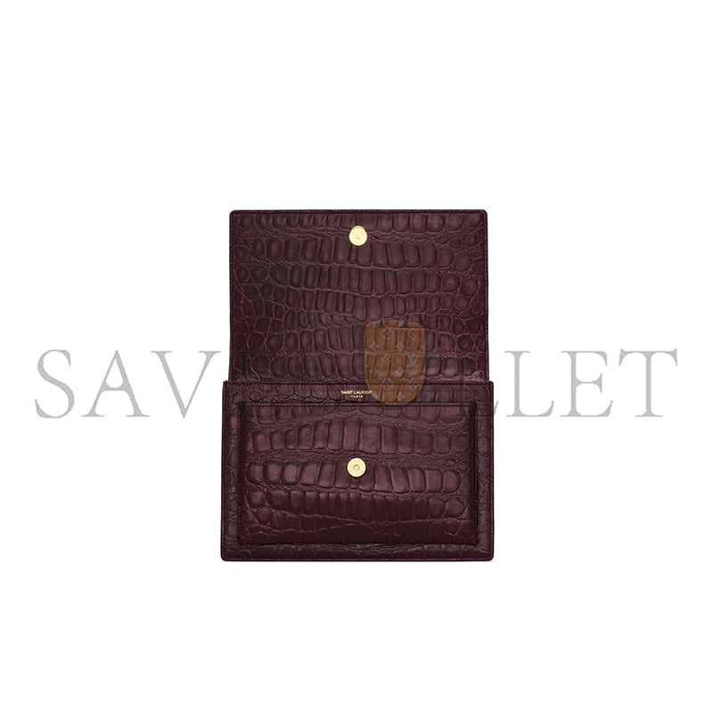 YSL SUNSET MEDIUM IN CROCODILE-EMBOSSED LEATHER 4429062US0W6991 (22*16*6.5cm)